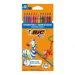BIC Evolution Stripes Colouring Pencils Assorted 12-Pack