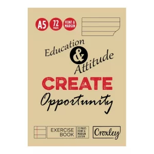 Croxley A5 Exercise Book Feint & Margin 72-Page